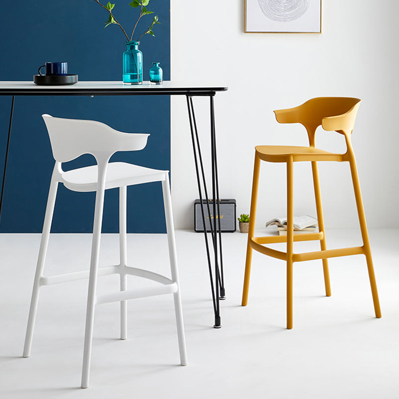 Nordic Style Plastic Seats Barstool 4 Legs Backrest Colorful Bar Stool (set of 2) Clearhalo 'Bar Furniture' 'Bar Stools' 'bar_stools' 'furn' 'furn_bar_stools' 'furniture_bar_stools' 'Kitchen & Dining Furniture' 'kitchen&dining_furn' 'kitchen' 'kitchen_furn' Furniture' 4380614