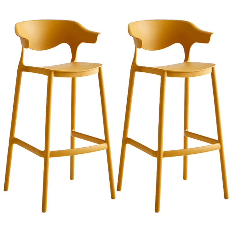 Nordic Style Plastic Seats Barstool 4 Legs Backrest Colorful Bar Stool (set of 2) Yellow 2 Piece Set Clearhalo 'Bar Furniture' 'Bar Stools' 'bar_stools' 'furn' 'furn_bar_stools' 'furniture_bar_stools' 'Kitchen & Dining Furniture' 'kitchen&dining_furn' 'kitchen' 'kitchen_furn' Furniture' 4380615