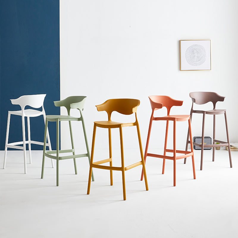 Nordic Style Plastic Seats Barstool 4 Legs Backrest Colorful Bar Stool (set of 2) Clearhalo 'Bar Furniture' 'Bar Stools' 'bar_stools' 'furn' 'furn_bar_stools' 'furniture_bar_stools' 'Kitchen & Dining Furniture' 'kitchen&dining_furn' 'kitchen' 'kitchen_furn' Furniture' 4380616