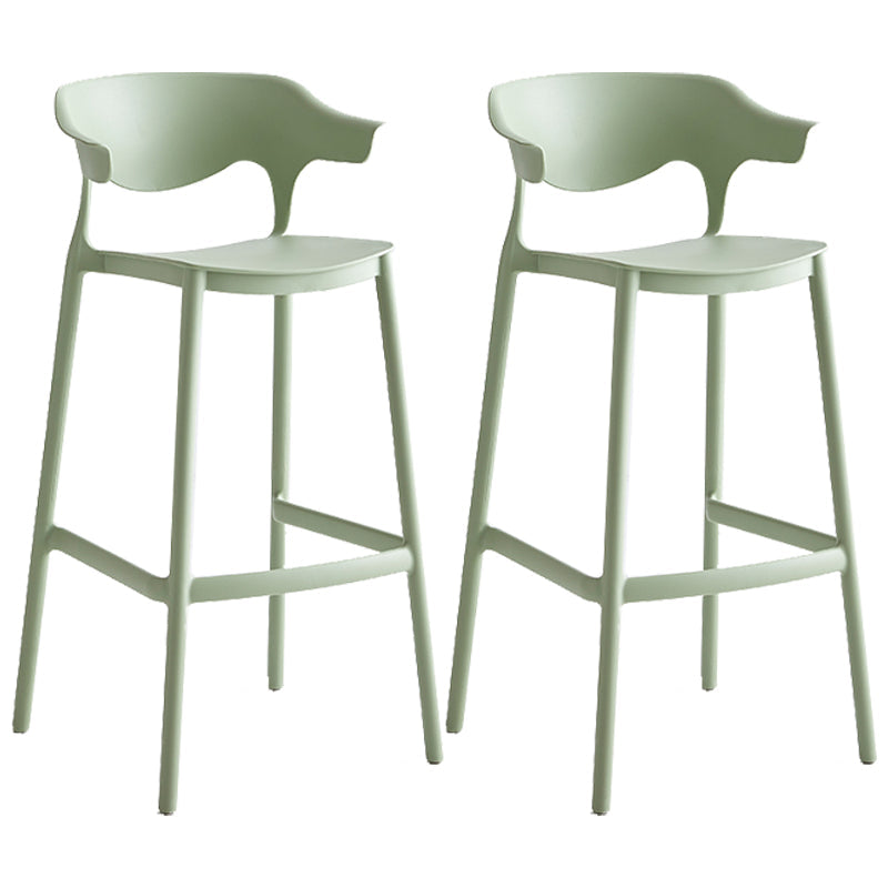 Nordic Style Plastic Seats Barstool 4 Legs Backrest Colorful Bar Stool (set of 2) Green 2 Piece Set Clearhalo 'Bar Furniture' 'Bar Stools' 'bar_stools' 'furn' 'furn_bar_stools' 'furniture_bar_stools' 'Kitchen & Dining Furniture' 'kitchen&dining_furn' 'kitchen' 'kitchen_furn' Furniture' 4380617