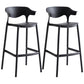 Nordic Style Plastic Seats Barstool 4 Legs Backrest Colorful Bar Stool (set of 2) Black 2 Piece Set Clearhalo 'Bar Furniture' 'Bar Stools' 'bar_stools' 'furn' 'furn_bar_stools' 'furniture_bar_stools' 'Kitchen & Dining Furniture' 'kitchen&dining_furn' 'kitchen' 'kitchen_furn' Furniture' 4380620