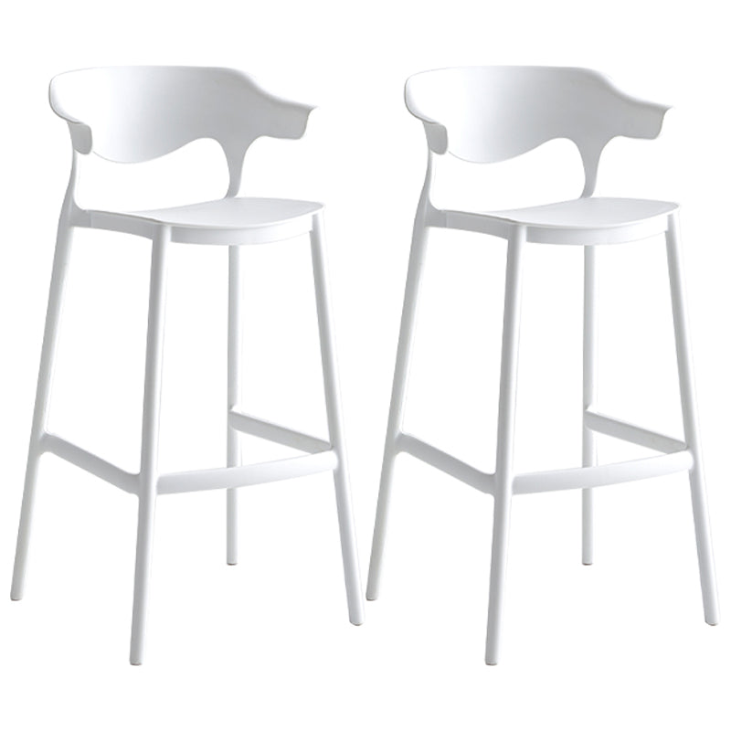 Nordic Style Plastic Seats Barstool 4 Legs Backrest Colorful Bar Stool (set of 2) White 2 Piece Set Clearhalo 'Bar Furniture' 'Bar Stools' 'bar_stools' 'furn' 'furn_bar_stools' 'furniture_bar_stools' 'Kitchen & Dining Furniture' 'kitchen&dining_furn' 'kitchen' 'kitchen_furn' Furniture' 4380622