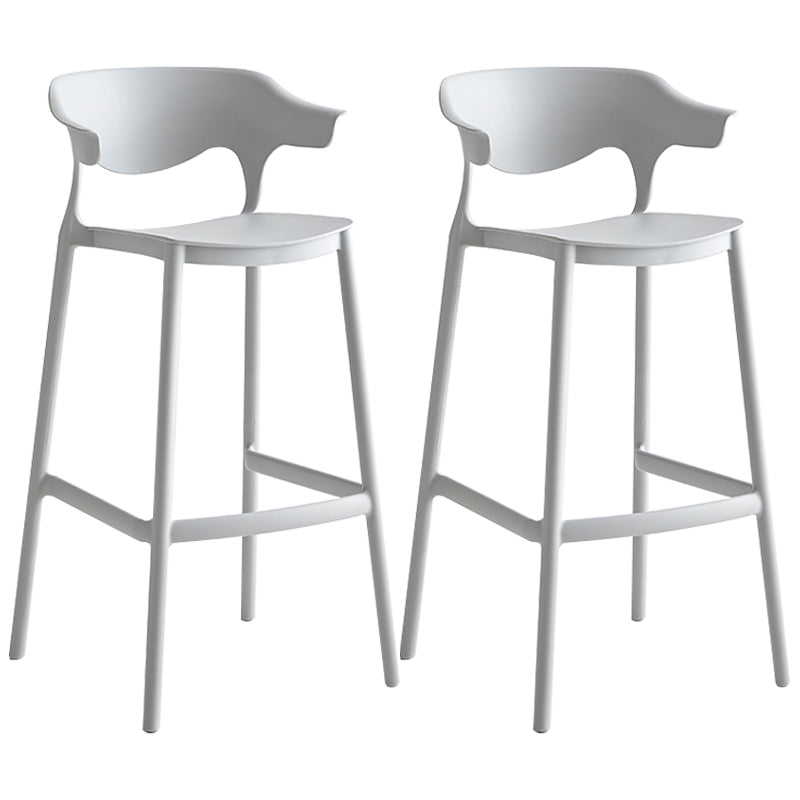 Nordic Style Plastic Seats Barstool 4 Legs Backrest Colorful Bar Stool (set of 2) Grey 2 Piece Set Clearhalo 'Bar Furniture' 'Bar Stools' 'bar_stools' 'furn' 'furn_bar_stools' 'furniture_bar_stools' 'Kitchen & Dining Furniture' 'kitchen&dining_furn' 'kitchen' 'kitchen_furn' Furniture' 4380624