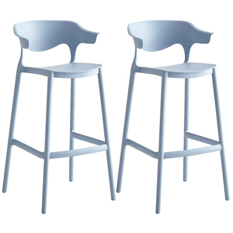 Nordic Style Plastic Seats Barstool 4 Legs Backrest Colorful Bar Stool (set of 2) Blue 2 Piece Set Clearhalo 'Bar Furniture' 'Bar Stools' 'bar_stools' 'furn' 'furn_bar_stools' 'furniture_bar_stools' 'Kitchen & Dining Furniture' 'kitchen&dining_furn' 'kitchen' 'kitchen_furn' Furniture' 4380628