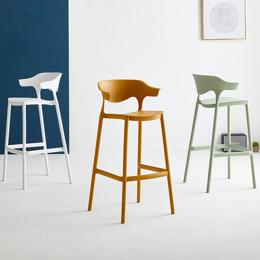 Nordic Style Plastic Seats Barstool 4 Legs Backrest Colorful Bar Stool (set of 2) Clearhalo 'Bar Furniture' 'Bar Stools' 'bar_stools' 'furn' 'furn_bar_stools' 'furniture_bar_stools' 'Kitchen & Dining Furniture' 'kitchen&dining_furn' 'kitchen' 'kitchen_furn' Furniture' 4380631