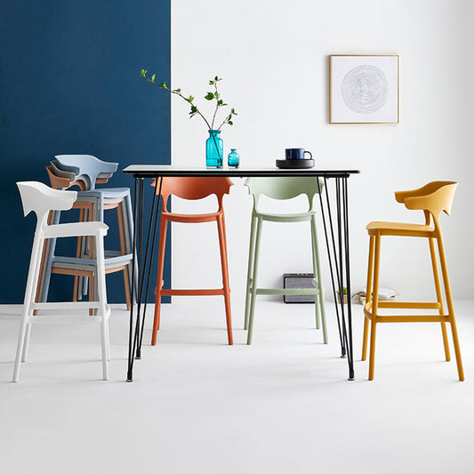 Nordic Style Plastic Seats Barstool 4 Legs Backrest Colorful Bar Stool (set of 2) Clearhalo 'Bar Furniture' 'Bar Stools' 'bar_stools' 'furn' 'furn_bar_stools' 'furniture_bar_stools' 'Kitchen & Dining Furniture' 'kitchen&dining_furn' 'kitchen' 'kitchen_furn' Furniture' 4380632