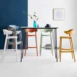 Nordic Style Plastic Seats Barstool 4 Legs Backrest Colorful Bar Stool (set of 2) Clearhalo 'Bar Furniture' 'Bar Stools' 'bar_stools' 'furn' 'furn_bar_stools' 'furniture_bar_stools' 'Kitchen & Dining Furniture' 'kitchen&dining_furn' 'kitchen' 'kitchen_furn' Furniture' 4380632