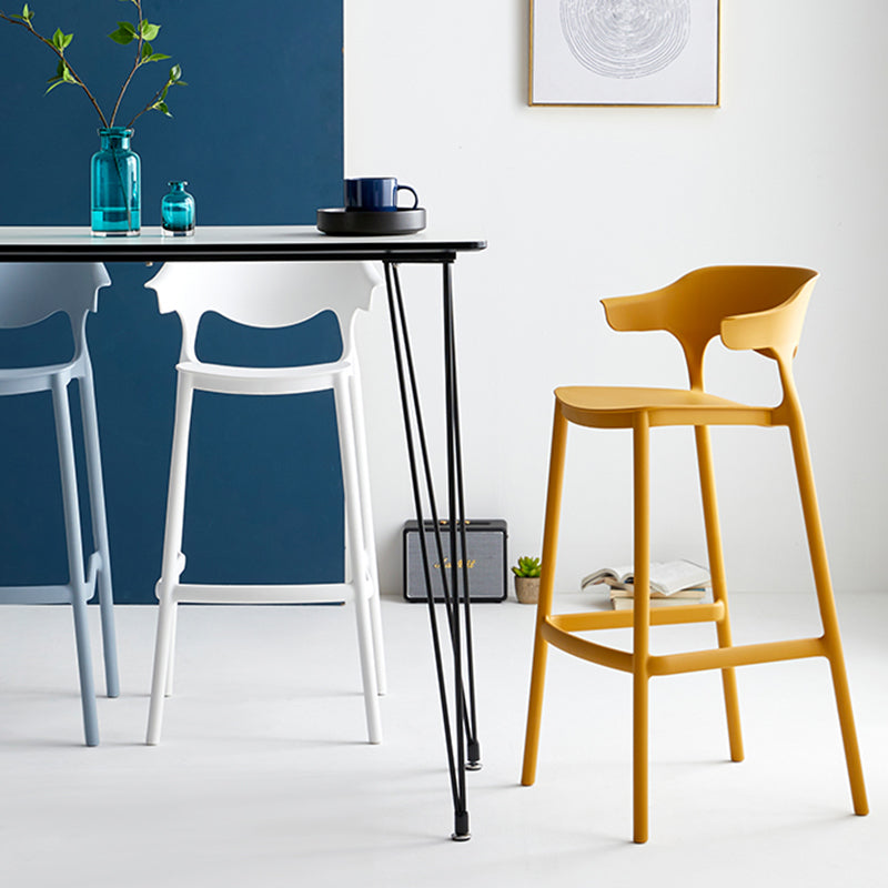 Nordic Style Plastic Seats Barstool 4 Legs Backrest Colorful Bar Stool (set of 2) Clearhalo 'Bar Furniture' 'Bar Stools' 'bar_stools' 'furn' 'furn_bar_stools' 'furniture_bar_stools' 'Kitchen & Dining Furniture' 'kitchen&dining_furn' 'kitchen' 'kitchen_furn' Furniture' 4380633