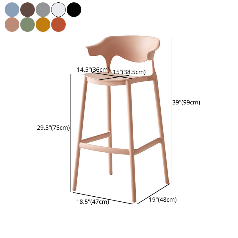 Nordic Style Plastic Seats Barstool 4 Legs Backrest Colorful Bar Stool (set of 2) Clearhalo 'Bar Furniture' 'Bar Stools' 'bar_stools' 'furn' 'furn_bar_stools' 'furniture_bar_stools' 'Kitchen & Dining Furniture' 'kitchen&dining_furn' 'kitchen' 'kitchen_furn' Furniture' 4380635