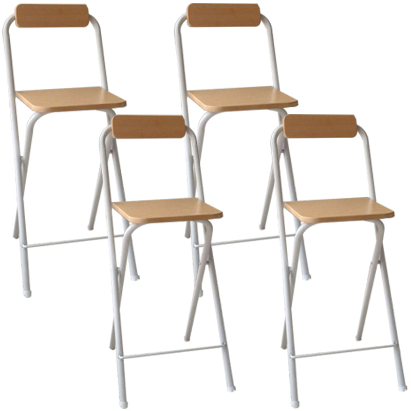 Industrial Style Fold Counter Stools Indoor Wood Metal Simple Bar Stool Wood 4 Piece Set Counter Stool (24"H) Clearhalo 'Bar Furniture' 'Bar Stools' 'bar_stools' 'furn' 'furn_bar_stools' 'furniture_bar_stools' 'Kitchen & Dining Furniture' 'kitchen&dining_furn' 'kitchen' 'kitchen_furn' Furniture' 4380637
