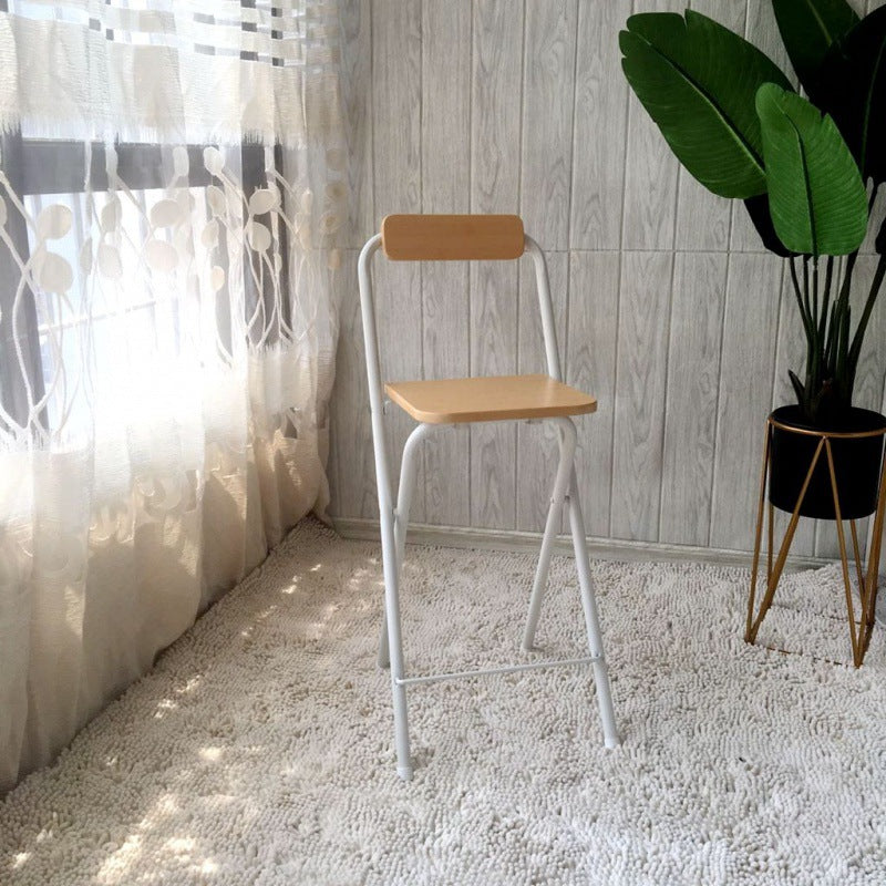 Industrial Style Fold Counter Stools Indoor Wood Metal Simple Bar Stool Wood 1 Piece Counter Stool (24"H) Clearhalo 'Bar Furniture' 'Bar Stools' 'bar_stools' 'furn' 'furn_bar_stools' 'furniture_bar_stools' 'Kitchen & Dining Furniture' 'kitchen&dining_furn' 'kitchen' 'kitchen_furn' Furniture' 4380638