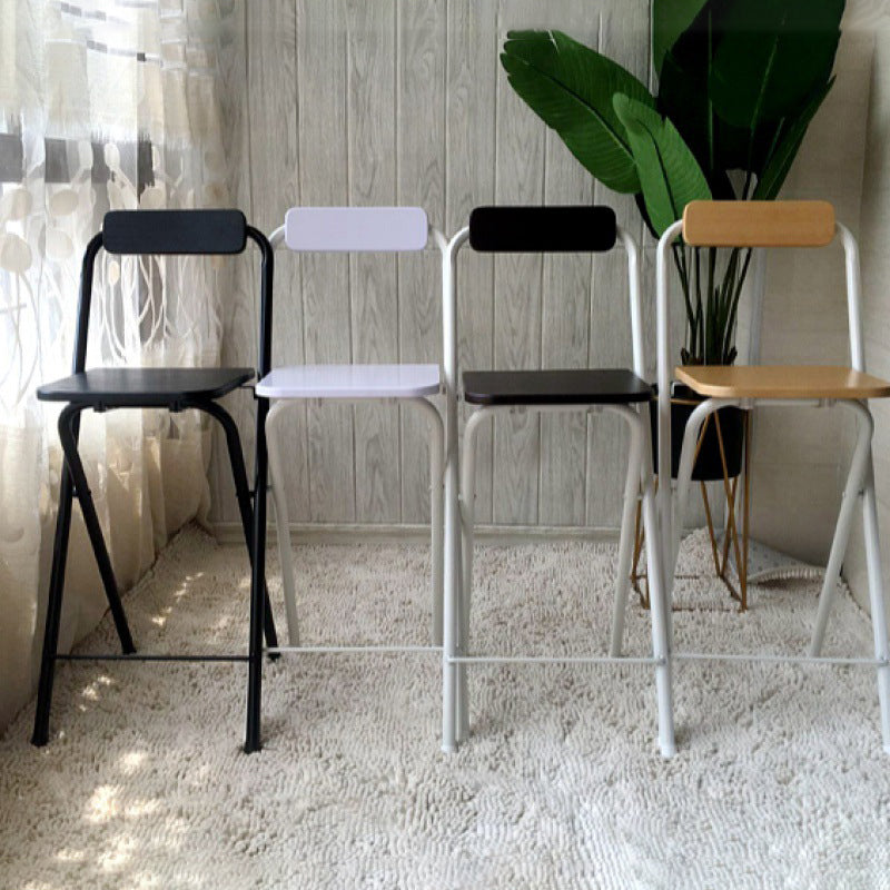 Industrial Style Fold Counter Stools Indoor Wood Metal Simple Bar Stool Clearhalo 'Bar Furniture' 'Bar Stools' 'bar_stools' 'furn' 'furn_bar_stools' 'furniture_bar_stools' 'Kitchen & Dining Furniture' 'kitchen&dining_furn' 'kitchen' 'kitchen_furn' Furniture' 4380640