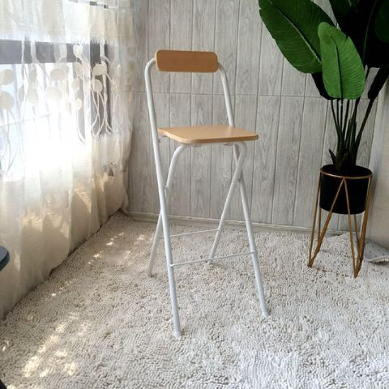Industrial Style Fold Counter Stools Indoor Wood Metal Simple Bar Stool Wood 1 Piece Bar Stool (28" H) Clearhalo 'Bar Furniture' 'Bar Stools' 'bar_stools' 'furn' 'furn_bar_stools' 'furniture_bar_stools' 'Kitchen & Dining Furniture' 'kitchen&dining_furn' 'kitchen' 'kitchen_furn' Furniture' 4380644