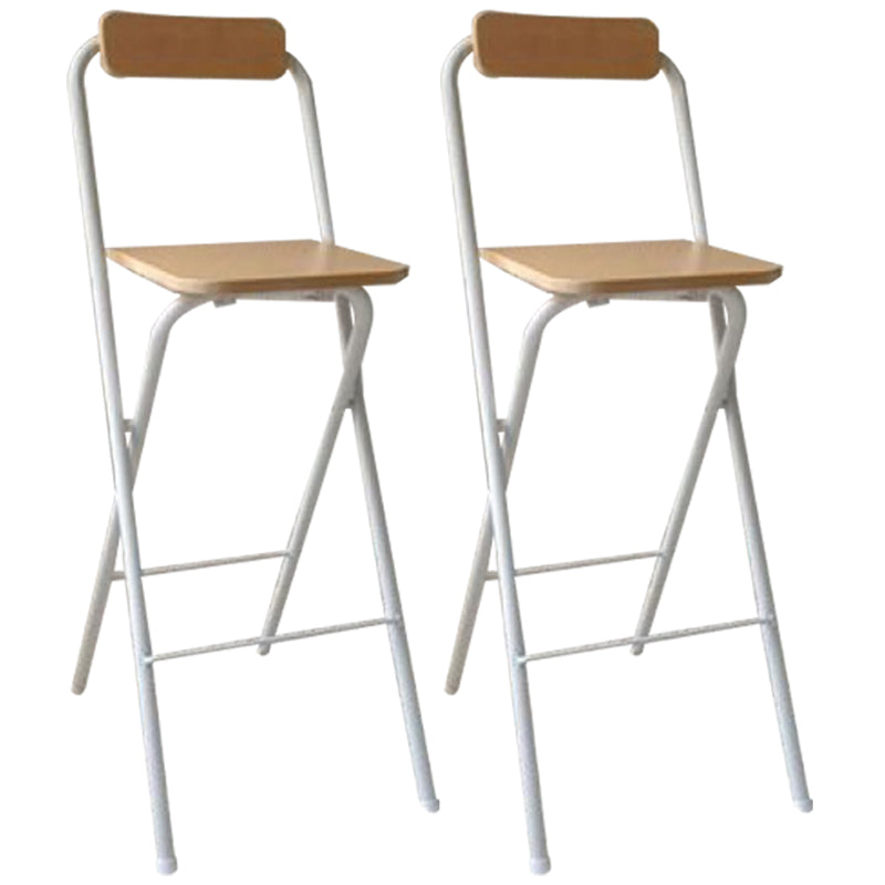 Industrial Style Fold Counter Stools Indoor Wood Metal Simple Bar Stool Wood 2 Piece Set Bar Stool (28" H) Clearhalo 'Bar Furniture' 'Bar Stools' 'bar_stools' 'furn' 'furn_bar_stools' 'furniture_bar_stools' 'Kitchen & Dining Furniture' 'kitchen&dining_furn' 'kitchen' 'kitchen_furn' Furniture' 4380647