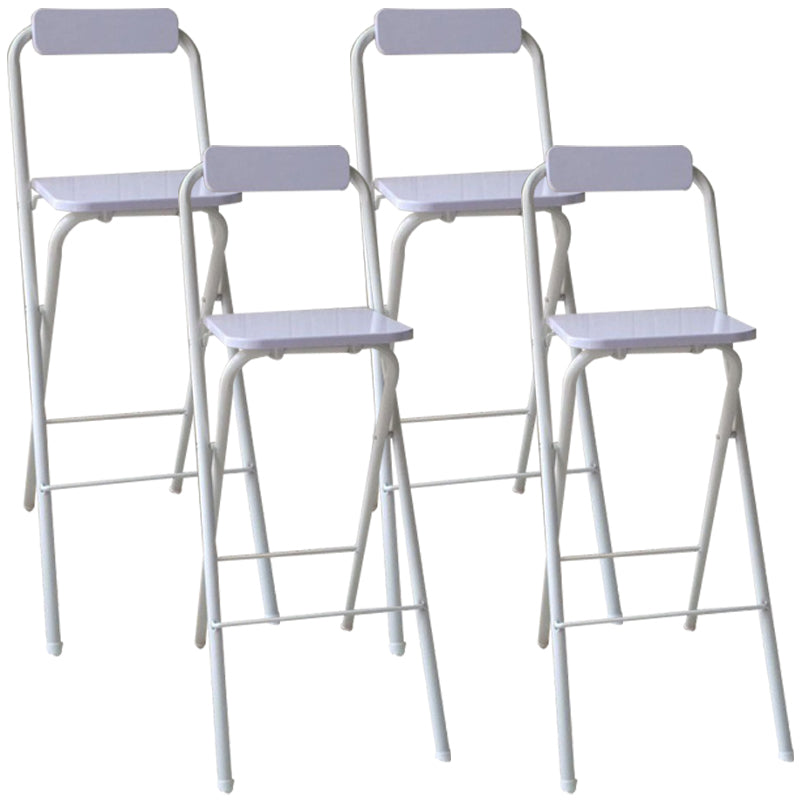 Industrial Style Fold Counter Stools Indoor Wood Metal Simple Bar Stool White 4 Piece Set Bar Stool (28" H) Clearhalo 'Bar Furniture' 'Bar Stools' 'bar_stools' 'furn' 'furn_bar_stools' 'furniture_bar_stools' 'Kitchen & Dining Furniture' 'kitchen&dining_furn' 'kitchen' 'kitchen_furn' Furniture' 4380648