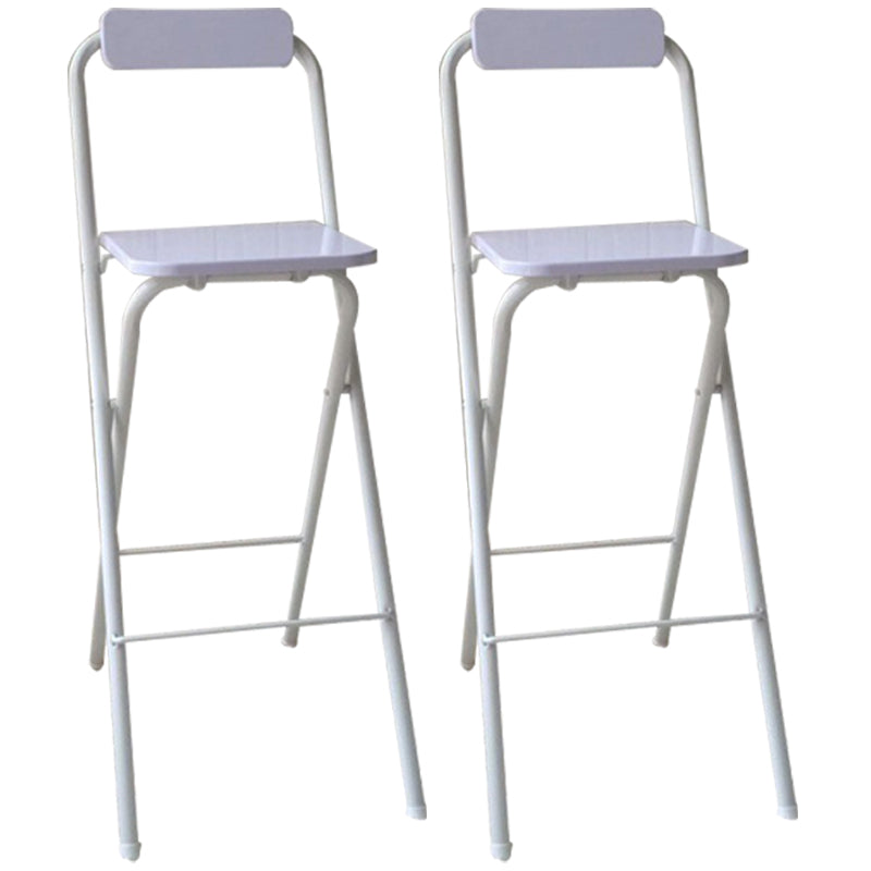 Industrial Style Fold Counter Stools Indoor Wood Metal Simple Bar Stool White 2 Piece Set Bar Stool (28" H) Clearhalo 'Bar Furniture' 'Bar Stools' 'bar_stools' 'furn' 'furn_bar_stools' 'furniture_bar_stools' 'Kitchen & Dining Furniture' 'kitchen&dining_furn' 'kitchen' 'kitchen_furn' Furniture' 4380653