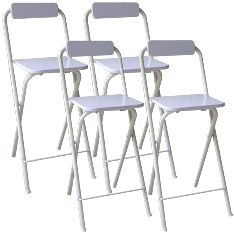 Industrial Style Fold Counter Stools Indoor Wood Metal Simple Bar Stool White 4 Piece Set Counter Stool (24"H) Clearhalo 'Bar Furniture' 'Bar Stools' 'bar_stools' 'furn' 'furn_bar_stools' 'furniture_bar_stools' 'Kitchen & Dining Furniture' 'kitchen&dining_furn' 'kitchen' 'kitchen_furn' Furniture' 4380654