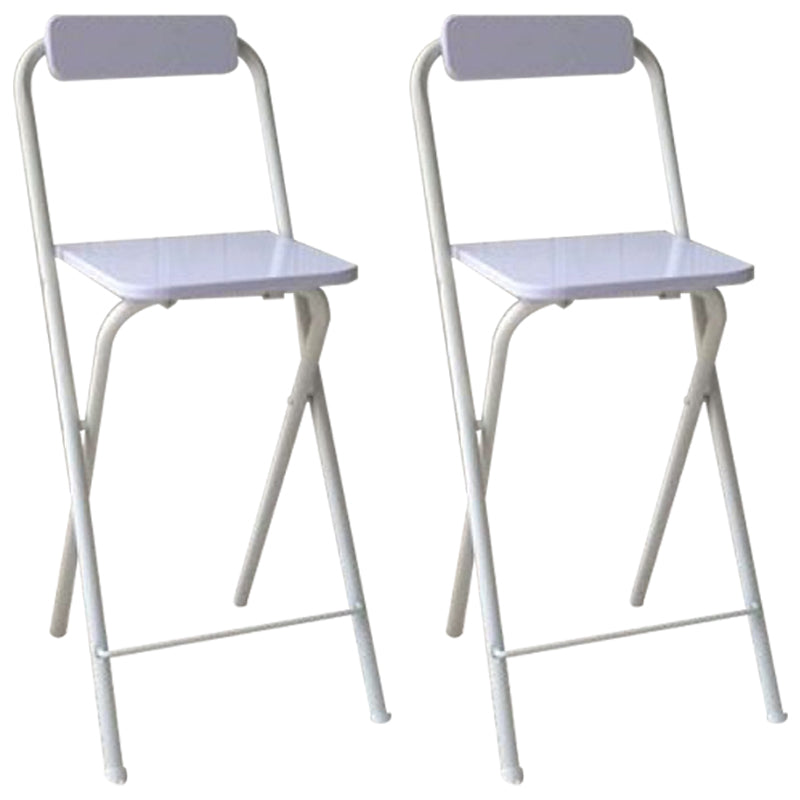 Industrial Style Fold Counter Stools Indoor Wood Metal Simple Bar Stool White 2 Piece Set Counter Stool (24"H) Clearhalo 'Bar Furniture' 'Bar Stools' 'bar_stools' 'furn' 'furn_bar_stools' 'furniture_bar_stools' 'Kitchen & Dining Furniture' 'kitchen&dining_furn' 'kitchen' 'kitchen_furn' Furniture' 4380656