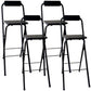 Industrial Style Fold Counter Stools Indoor Wood Metal Simple Bar Stool Black 4 Piece Set Bar Stool (28" H) Clearhalo 'Bar Furniture' 'Bar Stools' 'bar_stools' 'furn' 'furn_bar_stools' 'furniture_bar_stools' 'Kitchen & Dining Furniture' 'kitchen&dining_furn' 'kitchen' 'kitchen_furn' Furniture' 4380657