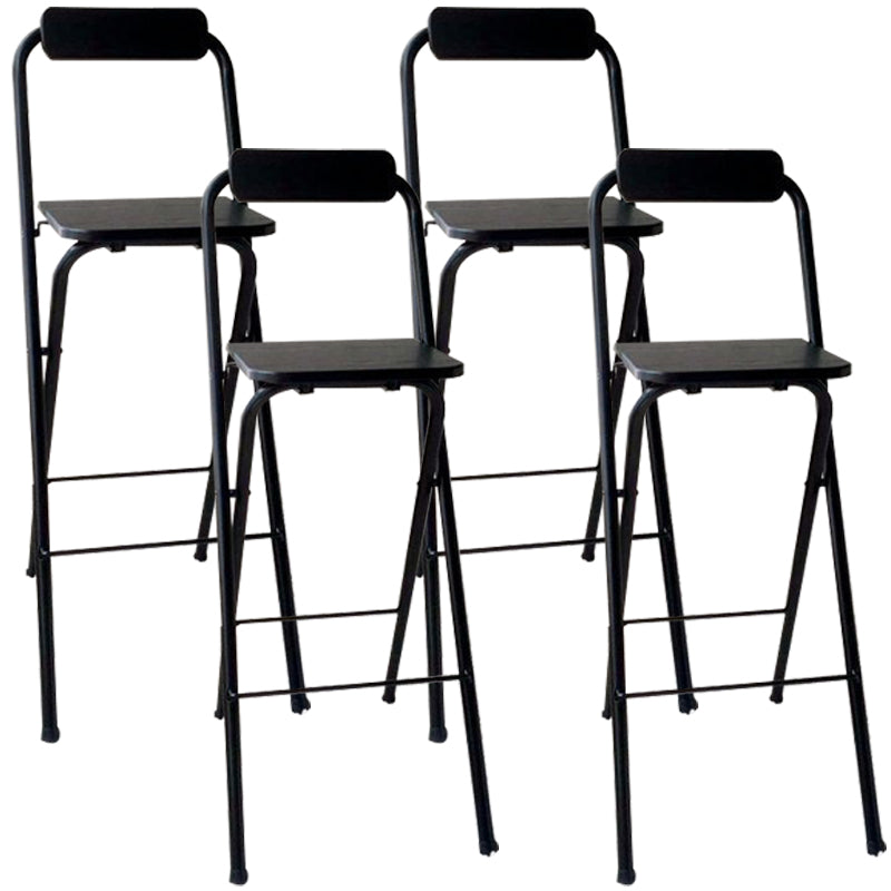 Industrial Style Fold Counter Stools Indoor Wood Metal Simple Bar Stool Black 4 Piece Set Bar Stool (28" H) Clearhalo 'Bar Furniture' 'Bar Stools' 'bar_stools' 'furn' 'furn_bar_stools' 'furniture_bar_stools' 'Kitchen & Dining Furniture' 'kitchen&dining_furn' 'kitchen' 'kitchen_furn' Furniture' 4380657