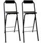 Industrial Style Fold Counter Stools Indoor Wood Metal Simple Bar Stool Black 2 Piece Set Bar Stool (28" H) Clearhalo 'Bar Furniture' 'Bar Stools' 'bar_stools' 'furn' 'furn_bar_stools' 'furniture_bar_stools' 'Kitchen & Dining Furniture' 'kitchen&dining_furn' 'kitchen' 'kitchen_furn' Furniture' 4380659