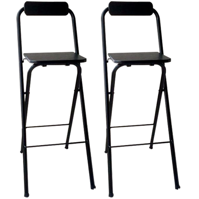 Industrial Style Fold Counter Stools Indoor Wood Metal Simple Bar Stool Black 2 Piece Set Bar Stool (28" H) Clearhalo 'Bar Furniture' 'Bar Stools' 'bar_stools' 'furn' 'furn_bar_stools' 'furniture_bar_stools' 'Kitchen & Dining Furniture' 'kitchen&dining_furn' 'kitchen' 'kitchen_furn' Furniture' 4380659