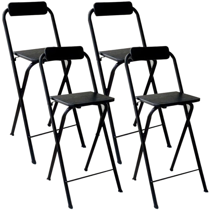 Industrial Style Fold Counter Stools Indoor Wood Metal Simple Bar Stool Black 4 Piece Set Counter Stool (24"H) Clearhalo 'Bar Furniture' 'Bar Stools' 'bar_stools' 'furn' 'furn_bar_stools' 'furniture_bar_stools' 'Kitchen & Dining Furniture' 'kitchen&dining_furn' 'kitchen' 'kitchen_furn' Furniture' 4380660