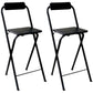 Industrial Style Fold Counter Stools Indoor Wood Metal Simple Bar Stool Black 2 Piece Set Counter Stool (24"H) Clearhalo 'Bar Furniture' 'Bar Stools' 'bar_stools' 'furn' 'furn_bar_stools' 'furniture_bar_stools' 'Kitchen & Dining Furniture' 'kitchen&dining_furn' 'kitchen' 'kitchen_furn' Furniture' 4380662
