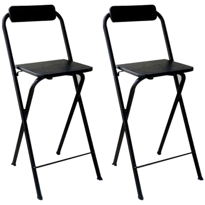 Industrial Style Fold Counter Stools Indoor Wood Metal Simple Bar Stool Black 2 Piece Set Counter Stool (24"H) Clearhalo 'Bar Furniture' 'Bar Stools' 'bar_stools' 'furn' 'furn_bar_stools' 'furniture_bar_stools' 'Kitchen & Dining Furniture' 'kitchen&dining_furn' 'kitchen' 'kitchen_furn' Furniture' 4380662