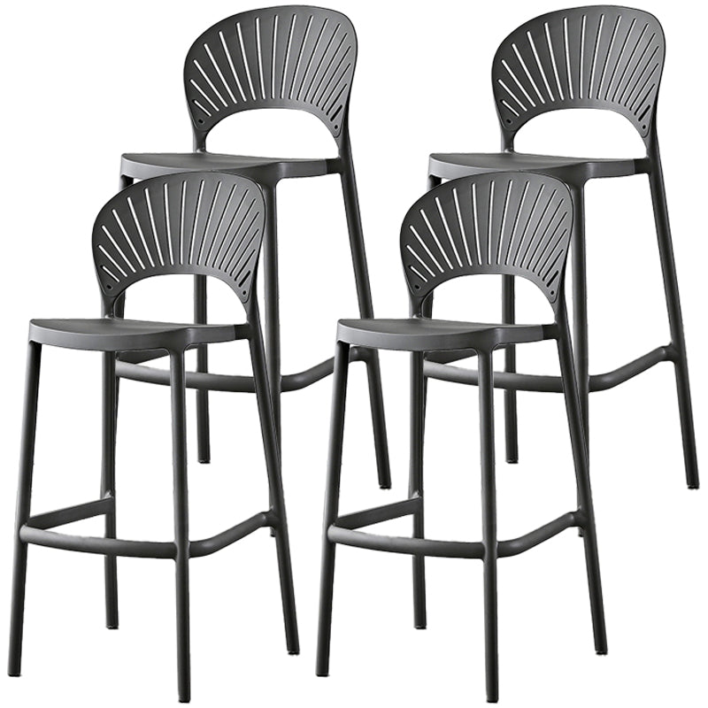 Contemporary Stackable Counter Stools Colorful Indoor Bar Stool, Set of 4 Grey 4 Piece Set Clearhalo 'Bar Furniture' 'Bar Stools' 'bar_stools' 'furn' 'furn_bar_stools' 'furniture_bar_stools' 'Kitchen & Dining Furniture' 'kitchen&dining_furn' 'kitchen' 'kitchen_furn' Furniture' 4380666