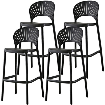 Contemporary Stackable Counter Stools Colorful Indoor Bar Stool, Set of 4 Black 4 Piece Set Clearhalo 'Bar Furniture' 'Bar Stools' 'bar_stools' 'furn' 'furn_bar_stools' 'furniture_bar_stools' 'Kitchen & Dining Furniture' 'kitchen&dining_furn' 'kitchen' 'kitchen_furn' Furniture' 4380667