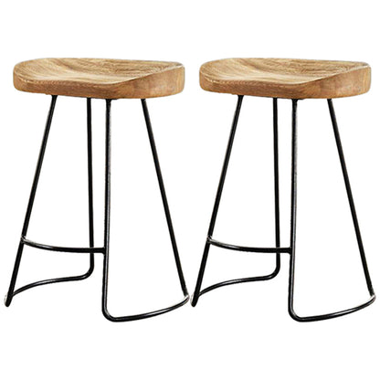 Contemporary Wood Seats Counter Stools Black Base Indoor Bar Stool for Kitchen 2 Piece Set Clearhalo 'Bar Furniture' 'Bar Stools' 'bar_stools' 'furn' 'furn_bar_stools' 'furniture_bar_stools' 'Kitchen & Dining Furniture' 'kitchen&dining_furn' 'kitchen' 'kitchen_furn' Furniture' 4380688