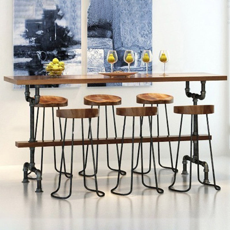 Contemporary Wood Seats Counter Stools Black Base Indoor Bar Stool for Kitchen Clearhalo 'Bar Furniture' 'Bar Stools' 'bar_stools' 'furn' 'furn_bar_stools' 'furniture_bar_stools' 'Kitchen & Dining Furniture' 'kitchen&dining_furn' 'kitchen' 'kitchen_furn' Furniture' 4380695