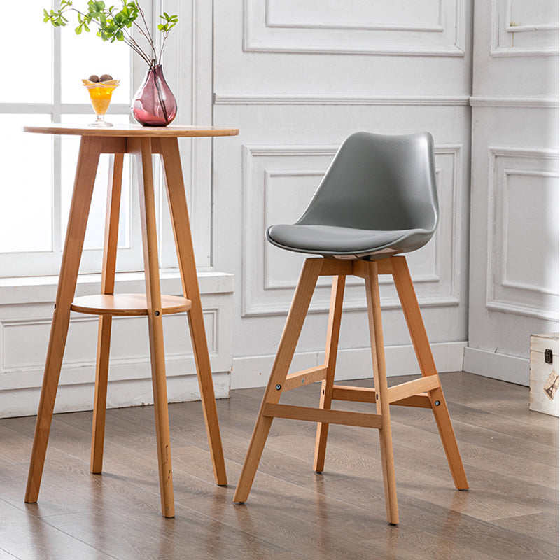 Contemporary Backrest Bar Stool Leather Wood 4 Legs Bar Stool , 1 Piece Clearhalo 'Bar Furniture' 'Bar Stools' 'bar_stools' 'furn' 'furn_bar_stools' 'furniture_bar_stools' 'Kitchen & Dining Furniture' 'kitchen&dining_furn' 'kitchen' 'kitchen_furn' Furniture' 4380698