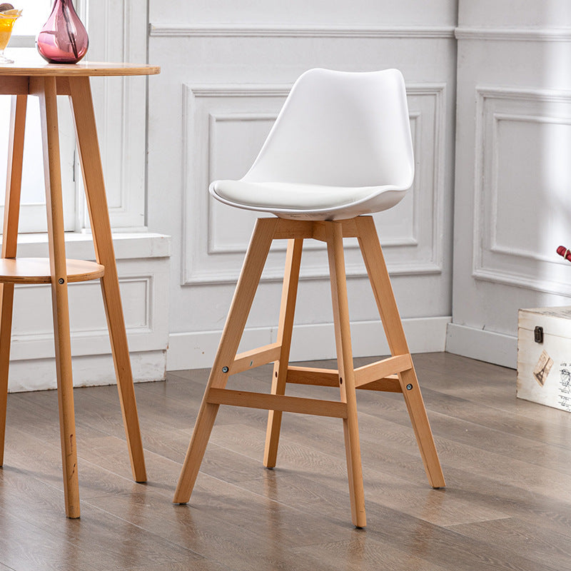 Contemporary Backrest Bar Stool Leather Wood 4 Legs Bar Stool , 1 Piece White Clearhalo 'Bar Furniture' 'Bar Stools' 'bar_stools' 'furn' 'furn_bar_stools' 'furniture_bar_stools' 'Kitchen & Dining Furniture' 'kitchen&dining_furn' 'kitchen' 'kitchen_furn' Furniture' 4380699