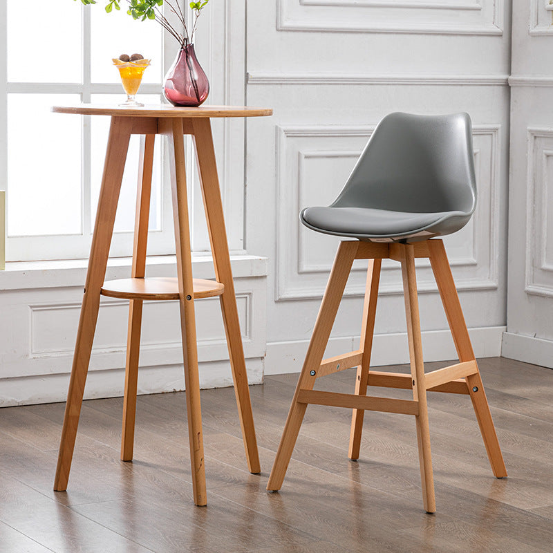 Contemporary Backrest Bar Stool Leather Wood 4 Legs Bar Stool , 1 Piece Grey Clearhalo 'Bar Furniture' 'Bar Stools' 'bar_stools' 'furn' 'furn_bar_stools' 'furniture_bar_stools' 'Kitchen & Dining Furniture' 'kitchen&dining_furn' 'kitchen' 'kitchen_furn' Furniture' 4380700