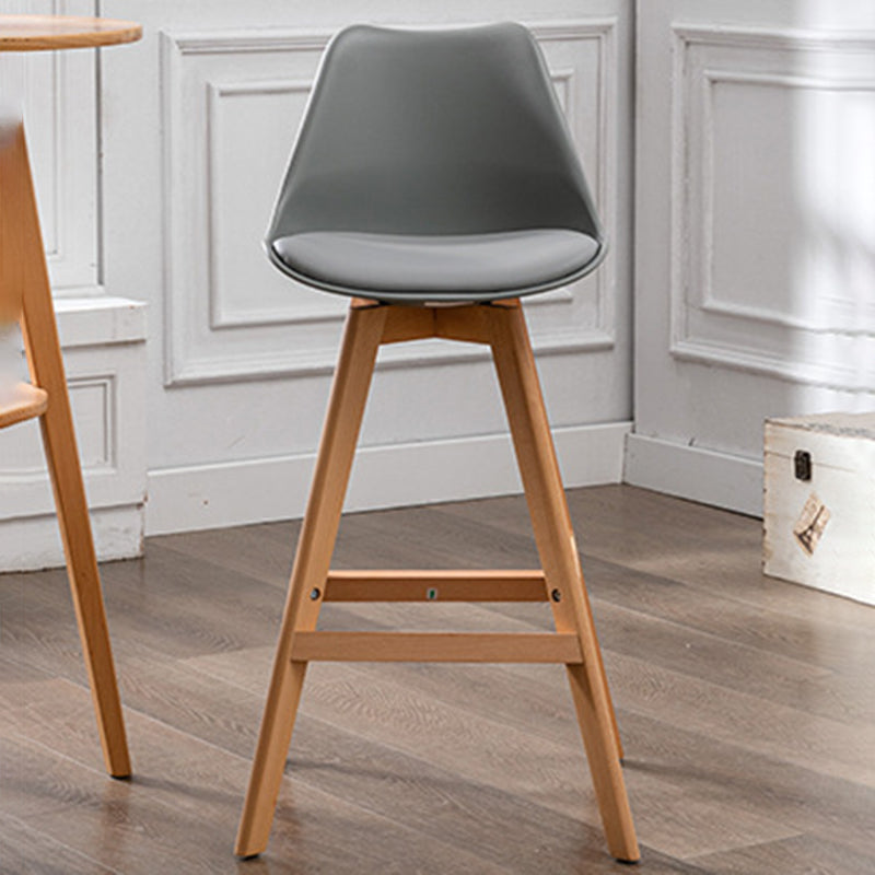 Contemporary Backrest Bar Stool Leather Wood 4 Legs Bar Stool , 1 Piece Clearhalo 'Bar Furniture' 'Bar Stools' 'bar_stools' 'furn' 'furn_bar_stools' 'furniture_bar_stools' 'Kitchen & Dining Furniture' 'kitchen&dining_furn' 'kitchen' 'kitchen_furn' Furniture' 4380704