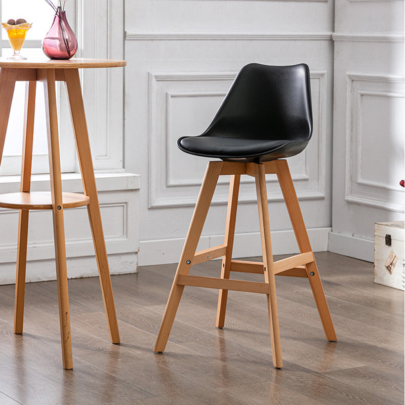 Contemporary Backrest Bar Stool Leather Wood 4 Legs Bar Stool , 1 Piece Clearhalo 'Bar Furniture' 'Bar Stools' 'bar_stools' 'furn' 'furn_bar_stools' 'furniture_bar_stools' 'Kitchen & Dining Furniture' 'kitchen&dining_furn' 'kitchen' 'kitchen_furn' Furniture' 4380708
