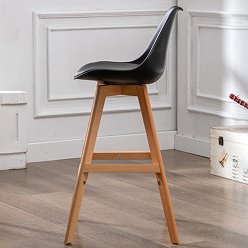 Contemporary Backrest Bar Stool Leather Wood 4 Legs Bar Stool , 1 Piece Clearhalo 'Bar Furniture' 'Bar Stools' 'bar_stools' 'furn' 'furn_bar_stools' 'furniture_bar_stools' 'Kitchen & Dining Furniture' 'kitchen&dining_furn' 'kitchen' 'kitchen_furn' Furniture' 4380709