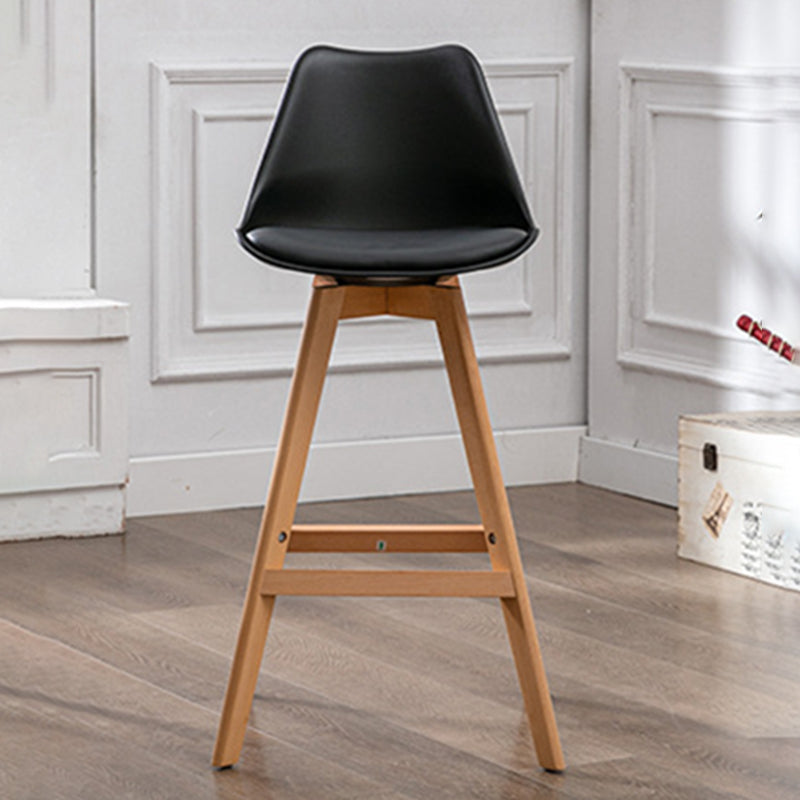 Contemporary Backrest Bar Stool Leather Wood 4 Legs Bar Stool , 1 Piece Clearhalo 'Bar Furniture' 'Bar Stools' 'bar_stools' 'furn' 'furn_bar_stools' 'furniture_bar_stools' 'Kitchen & Dining Furniture' 'kitchen&dining_furn' 'kitchen' 'kitchen_furn' Furniture' 4380710