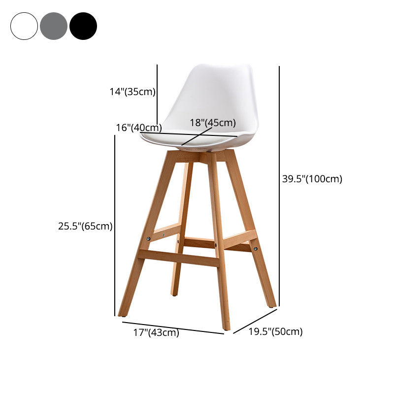 Contemporary Backrest Bar Stool Leather Wood 4 Legs Bar Stool , 1 Piece Clearhalo 'Bar Furniture' 'Bar Stools' 'bar_stools' 'furn' 'furn_bar_stools' 'furniture_bar_stools' 'Kitchen & Dining Furniture' 'kitchen&dining_furn' 'kitchen' 'kitchen_furn' Furniture' 4380711