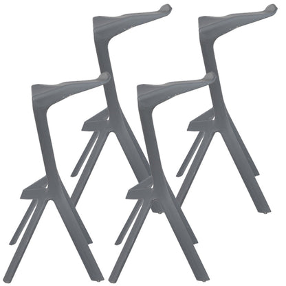 Nordic Distinctive Modelling Barstool Plastic 4 Legs Bar Stool for Living Room, Set of 4 Grey 4 Piece Set Clearhalo 'Bar Furniture' 'Bar Stools' 'bar_stools' 'furn' 'furn_bar_stools' 'furniture_bar_stools' 'Kitchen & Dining Furniture' 'kitchen&dining_furn' 'kitchen' 'kitchen_furn' Furniture' 4380713