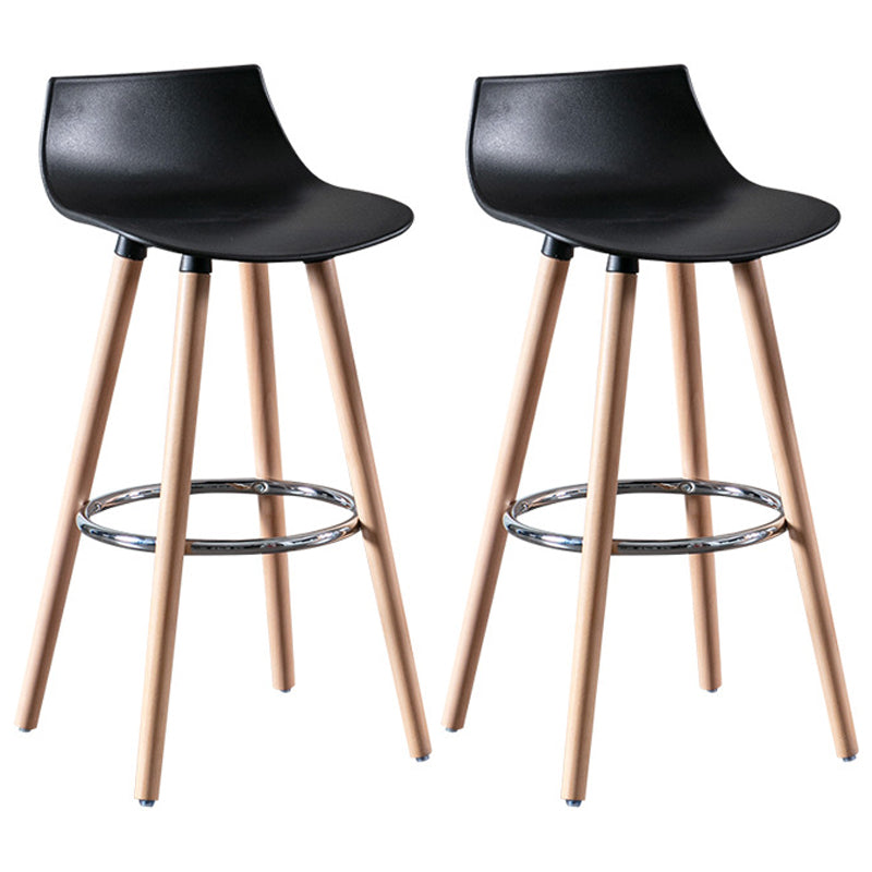 Nordic Style Barstool Plastic Seat Wood 4 Legs Bar Stool for Dining Room, Set of 2 Black 2 Piece Set Clearhalo 'Bar Furniture' 'Bar Stools' 'bar_stools' 'furn' 'furn_bar_stools' 'furniture_bar_stools' 'Kitchen & Dining Furniture' 'kitchen&dining_furn' 'kitchen' 'kitchen_furn' Furniture' 4380723