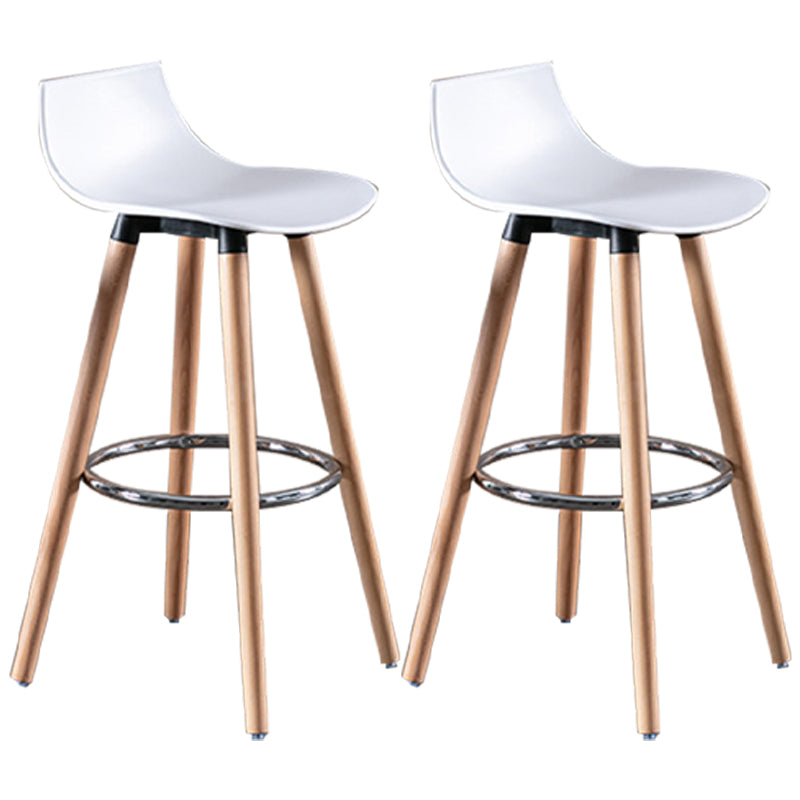 Nordic Style Barstool Plastic Seat Wood 4 Legs Bar Stool for Dining Room, Set of 2 White 2 Piece Set Clearhalo 'Bar Furniture' 'Bar Stools' 'bar_stools' 'furn' 'furn_bar_stools' 'furniture_bar_stools' 'Kitchen & Dining Furniture' 'kitchen&dining_furn' 'kitchen' 'kitchen_furn' Furniture' 4380724