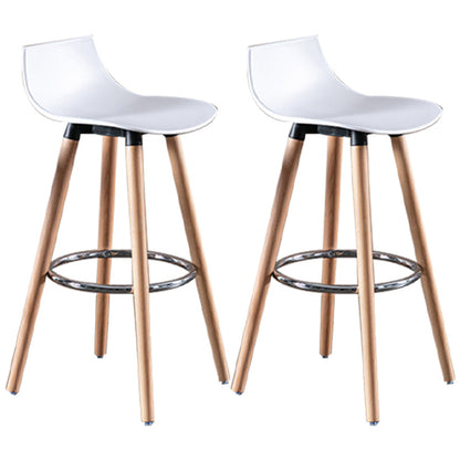 Nordic Style Barstool Plastic Seat Wood 4 Legs Bar Stool for Dining Room, Set of 2 White 2 Piece Set Clearhalo 'Bar Furniture' 'Bar Stools' 'bar_stools' 'furn' 'furn_bar_stools' 'furniture_bar_stools' 'Kitchen & Dining Furniture' 'kitchen&dining_furn' 'kitchen' 'kitchen_furn' Furniture' 4380724