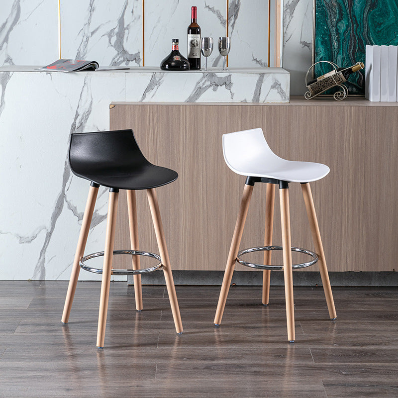 Nordic Style Barstool Plastic Seat Wood 4 Legs Bar Stool for Dining Room, Set of 2 Clearhalo 'Bar Furniture' 'Bar Stools' 'bar_stools' 'furn' 'furn_bar_stools' 'furniture_bar_stools' 'Kitchen & Dining Furniture' 'kitchen&dining_furn' 'kitchen' 'kitchen_furn' Furniture' 4380725