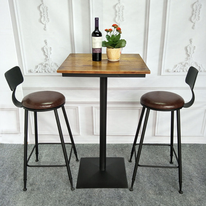 Industrial Black Iron Bar Table Natural Wood Top Indoor 41.3"H Bistro Table with Pedestal Clearhalo 'Bar Furniture' 'Bar Tables' 'bar_tables' 'furn' 'furn_bar_tables' 'Furniture' 'furniture_bar_tables' 'Kitchen & Dining Furniture' 'kitchen&dining_furn' 'kitchen' 4380734