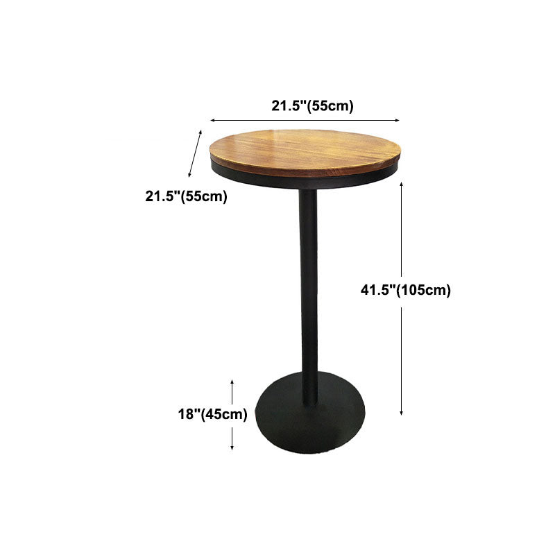 Industrial Black Iron Bar Table Natural Wood Top Indoor 41.3"H Bistro Table with Pedestal Clearhalo 'Bar Furniture' 'Bar Tables' 'bar_tables' 'furn' 'furn_bar_tables' 'Furniture' 'furniture_bar_tables' 'Kitchen & Dining Furniture' 'kitchen&dining_furn' 'kitchen' 4380743
