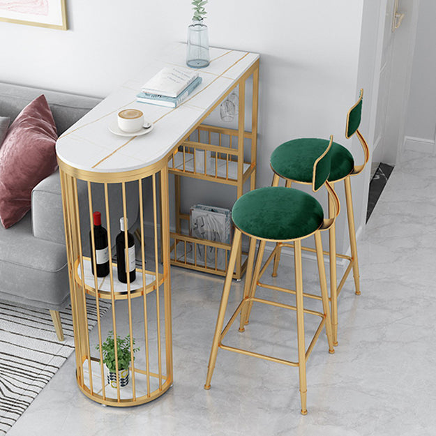 Modern Bar Dining Table with Shelves Iron Base Bar Height Cocktail Table Clearhalo 'Bar Furniture' 'Bar Tables' 'bar_tables' 'furn' 'furn_bar_tables' 'Furniture' 'furniture_bar_tables' 'Kitchen & Dining Furniture' 'kitchen&dining_furn' 'kitchen' 4380789