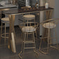 Glam Stone Indoor Pub Bar Table Gold Iron Bar Dining Table with Double Pedestal Clearhalo 'Bar Furniture' 'Bar Tables' 'bar_tables' 'furn' 'furn_bar_tables' 'Furniture' 'furniture_bar_tables' 'Kitchen & Dining Furniture' 'kitchen&dining_furn' 'kitchen' 4380806
